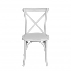 White Wash X Back Wood Chair