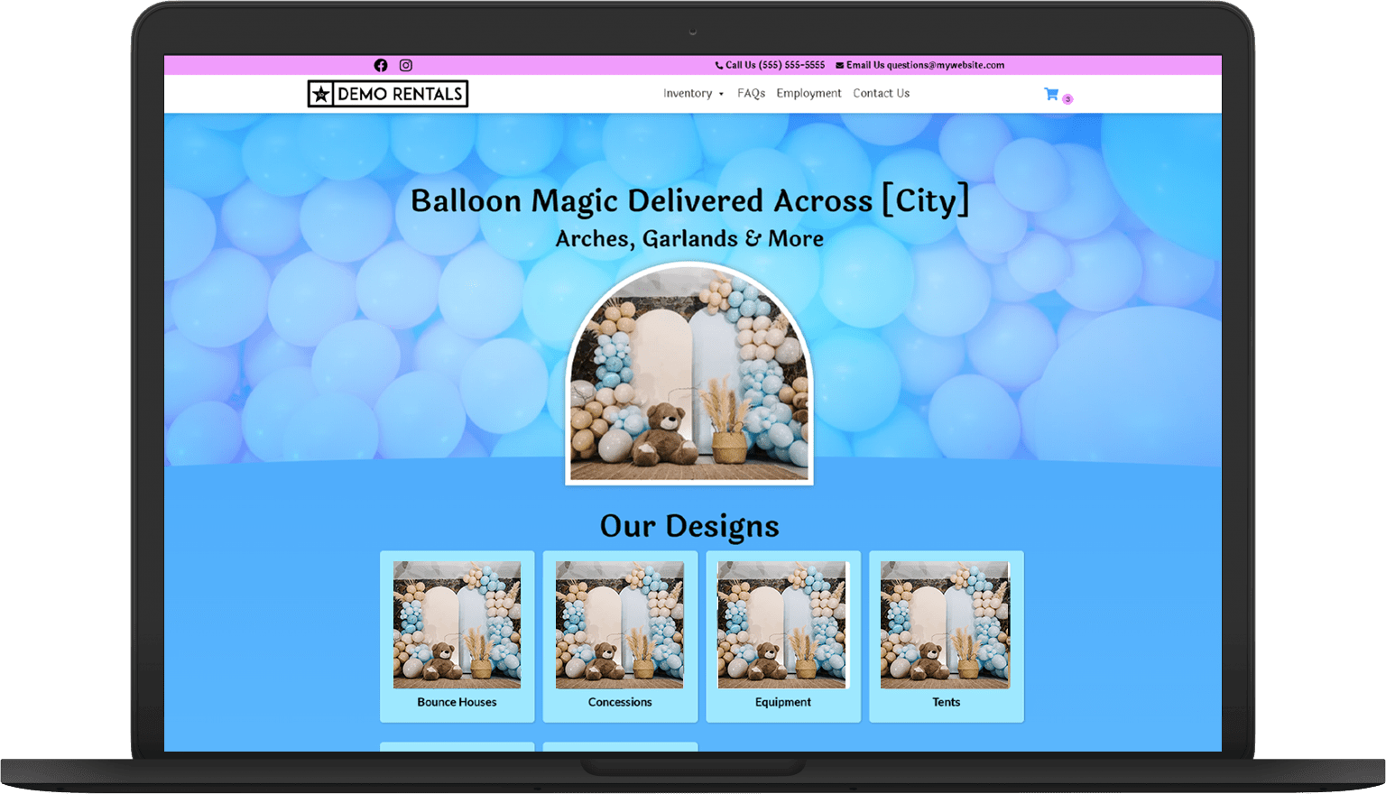 io balloons laptop Website Themes